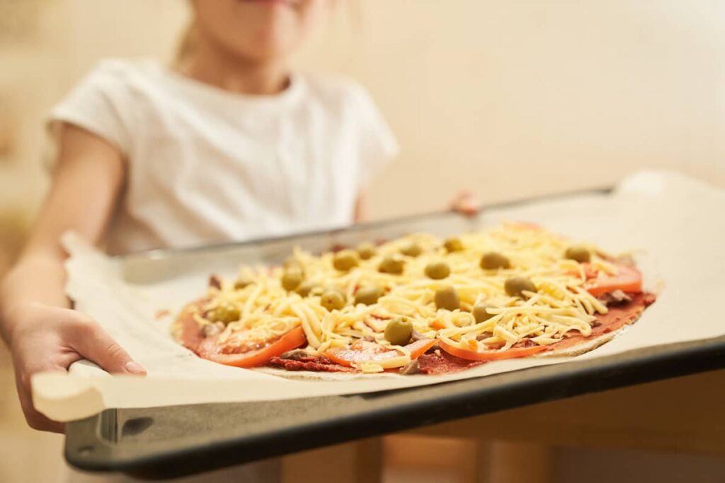 Bake pizza on a cookie sheet